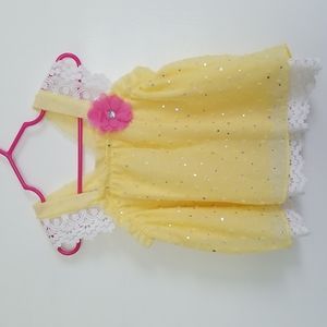 2/$20 Little Lass Yellow Sparkly Sleeveless Top with Flower & Bow Detail Size 4